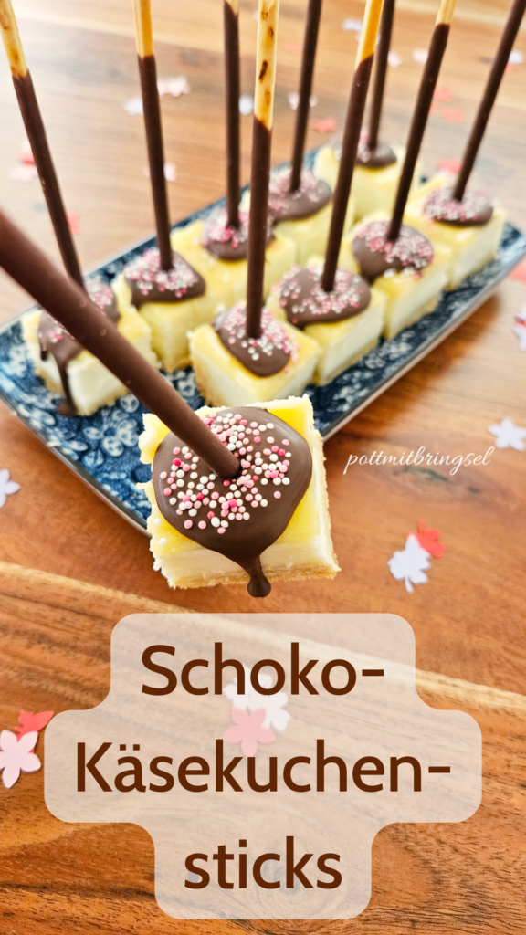 Schoko-Käsekuchensticks aus Tiefkühlkäsekuchen - schnelle partytaugliche Kuchenidee